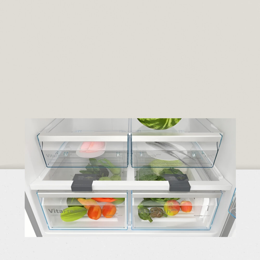 Bosch 641 Litre 2 Star Double Door Refrigerator with Vita Fresh, 13 hour Cooling Retention and on Door Electronic Display, Brushed steel, KDN86AID0I - Image 5