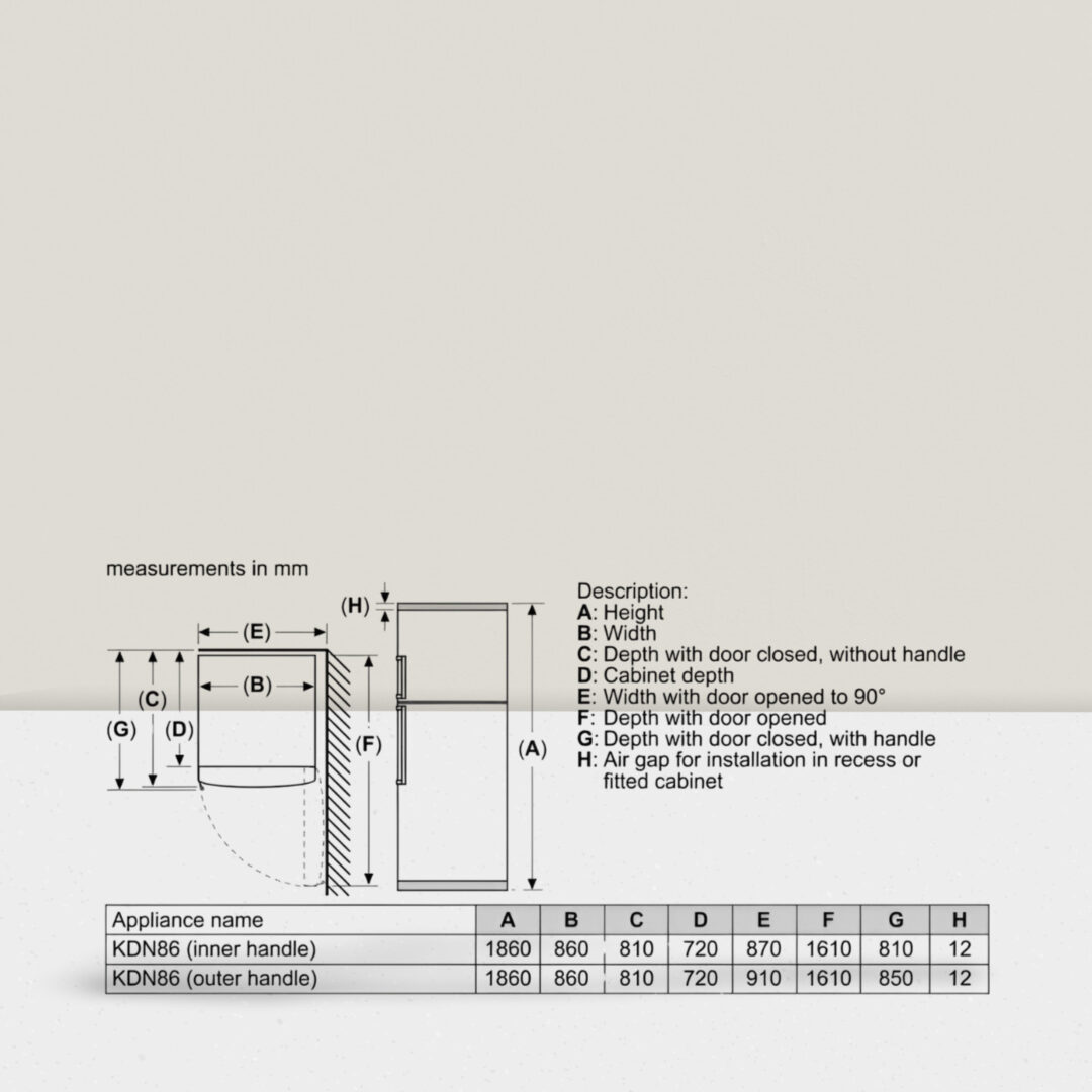 Bosch 641 Litre 2 Star Double Door Refrigerator with Vita Fresh, 13 hour Cooling Retention and on Door Electronic Display, Brushed steel, KDN86AID0I - Image 7