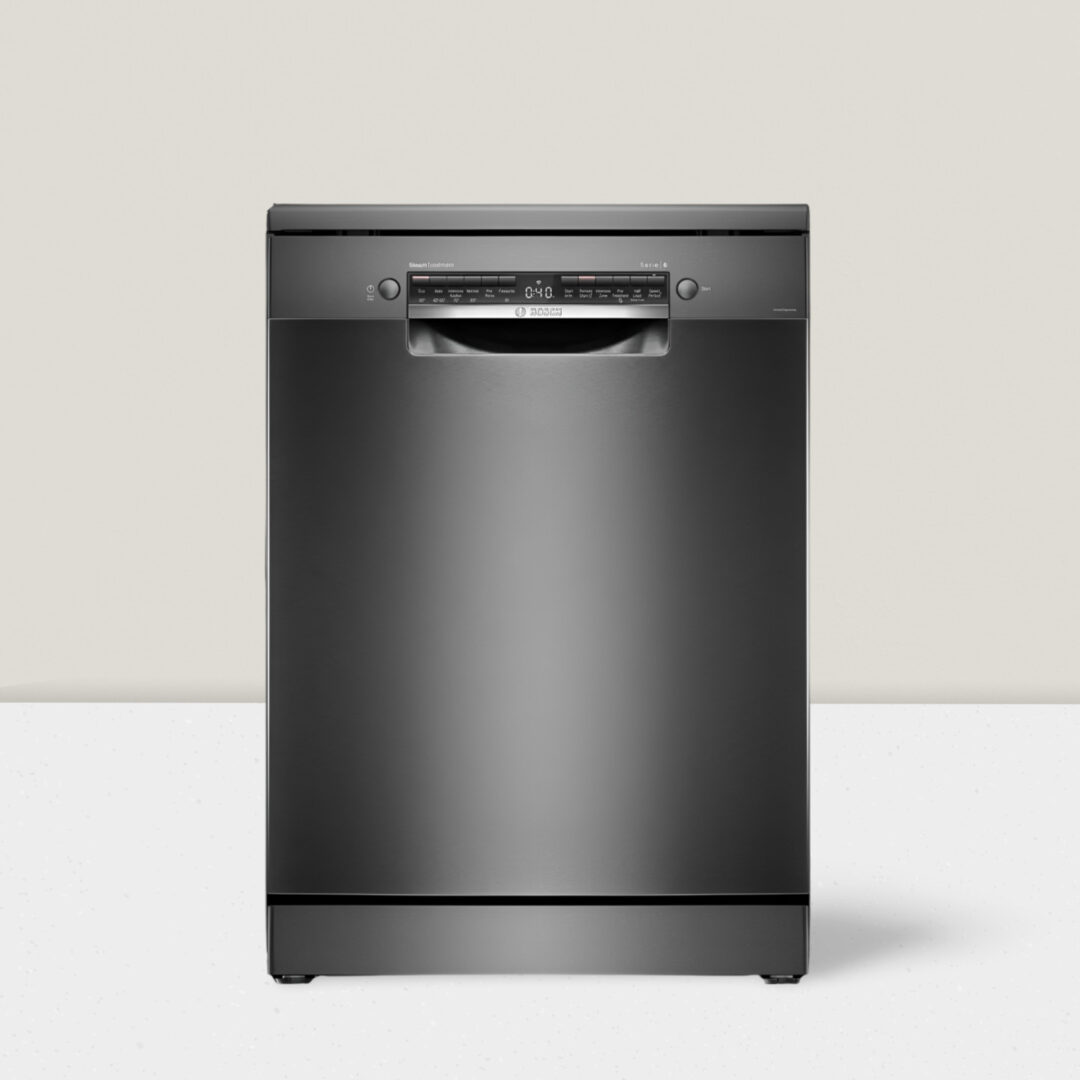 BOSCH Series 6 15 Place Settings Free Standing Dishwasher with Anti-Fingerprint (No Pre-rinse Required, Black Inox) SMS6HMC00I